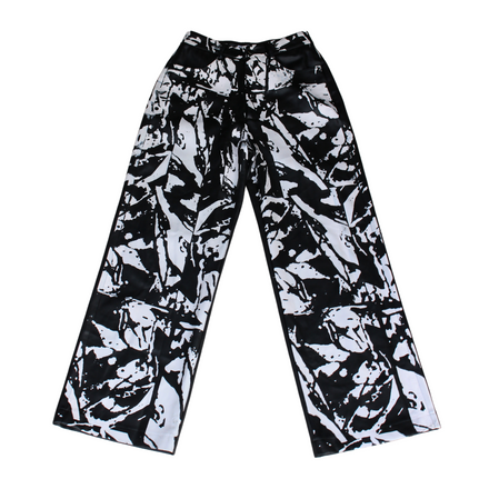 Screen print Pleather Wide Leg Pants