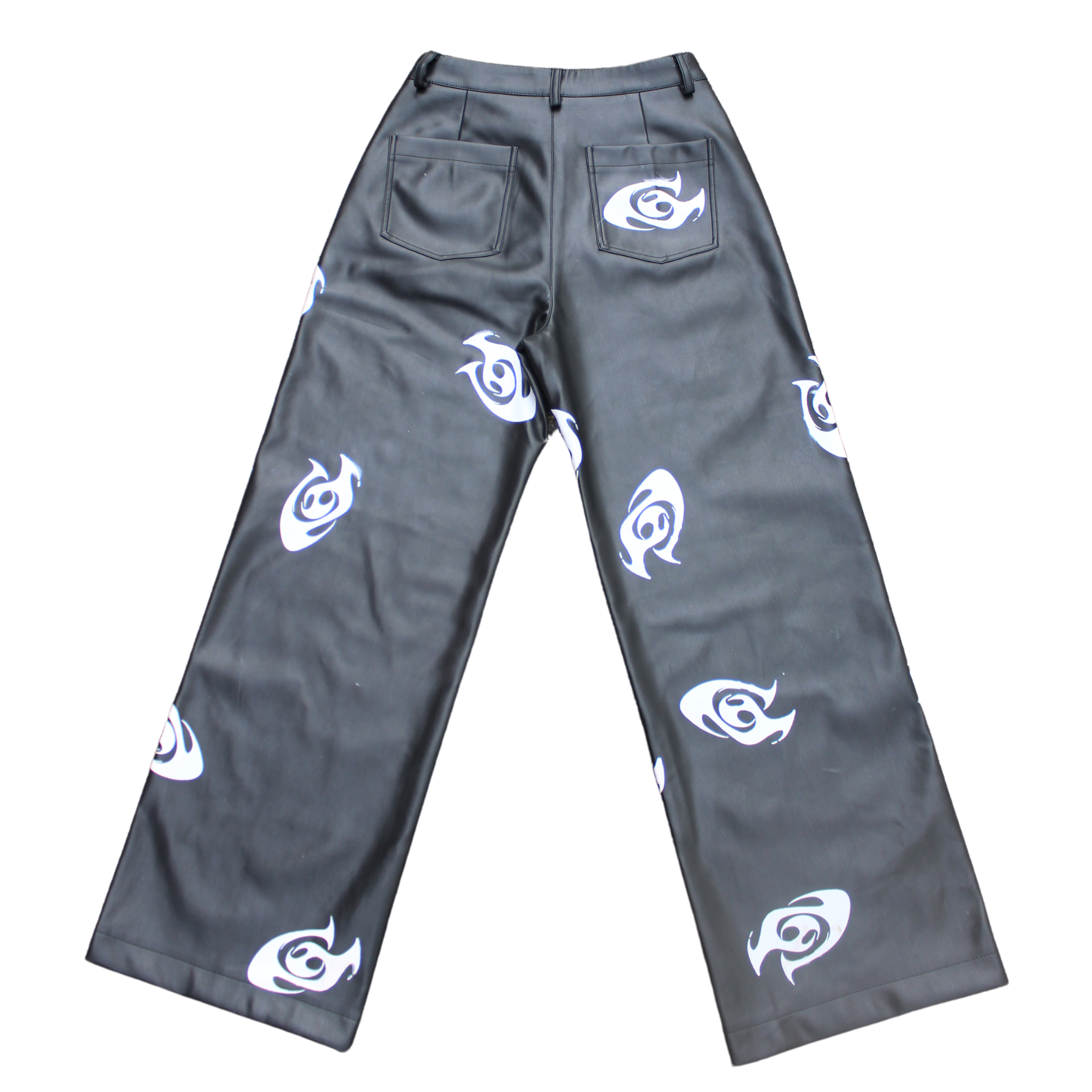G LOGO WIDE LEG PLEATHER PANTS