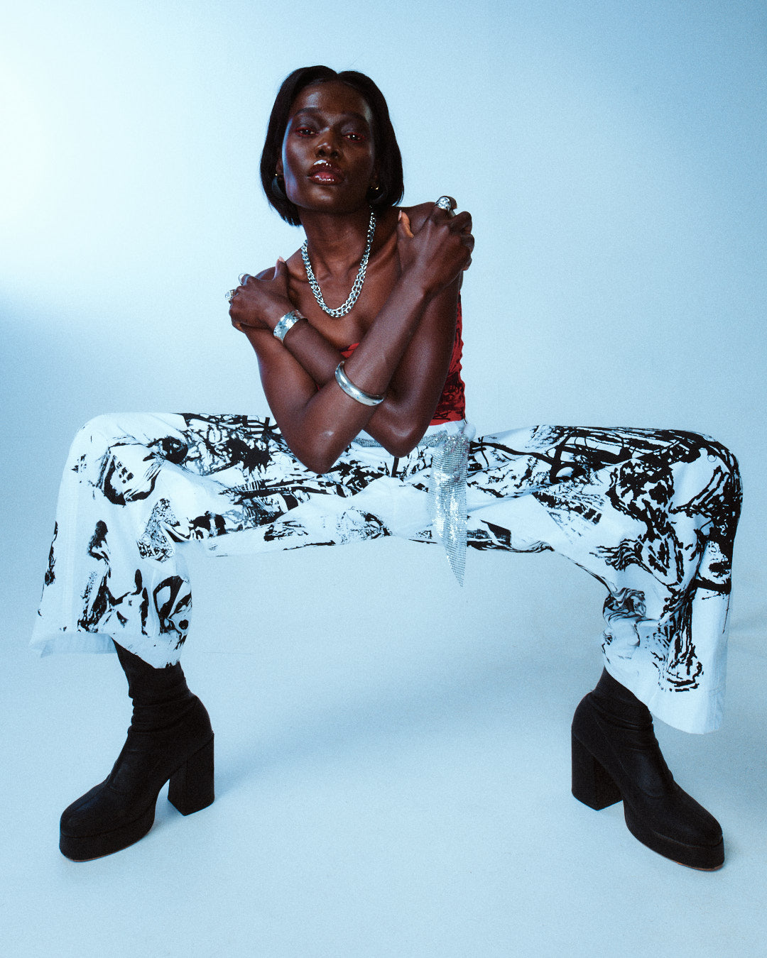 Screen Printed Wide Leg pants