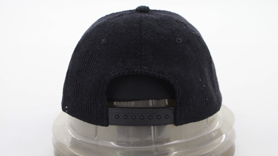 6 Panel Corduroy Cap - Charcoal Black